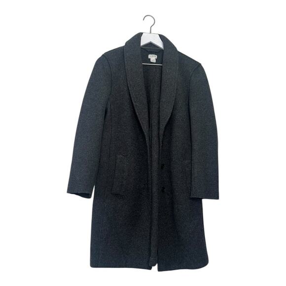 J.Crew Gray Boiled Wool Shawl Collar Topcoat Women’s Size 4 - Picture 2 of 8